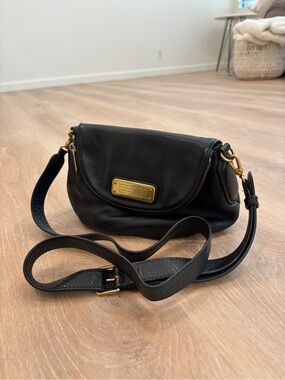 Marc by Marc Jacobs Natasha Black Leather Crossbody with Gold Hardware